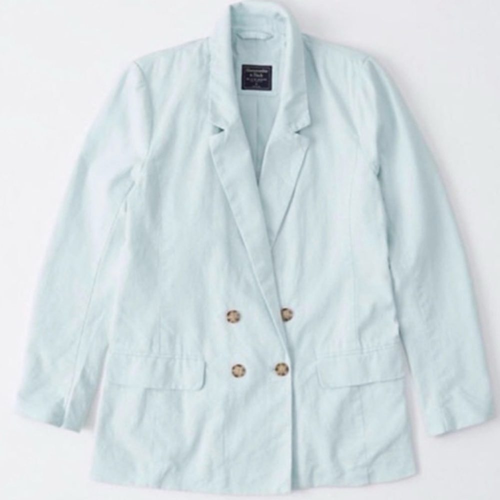 Abercrombie & Fitch "The A&F Collins" Double-Breasted Linen-Blend Blazer XS